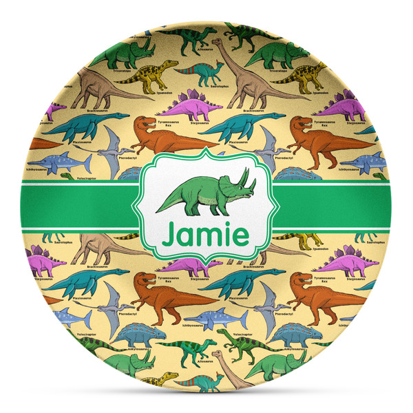 Custom Dinosaurs Microwave Safe Plastic Plate - Composite Polymer (Personalized)