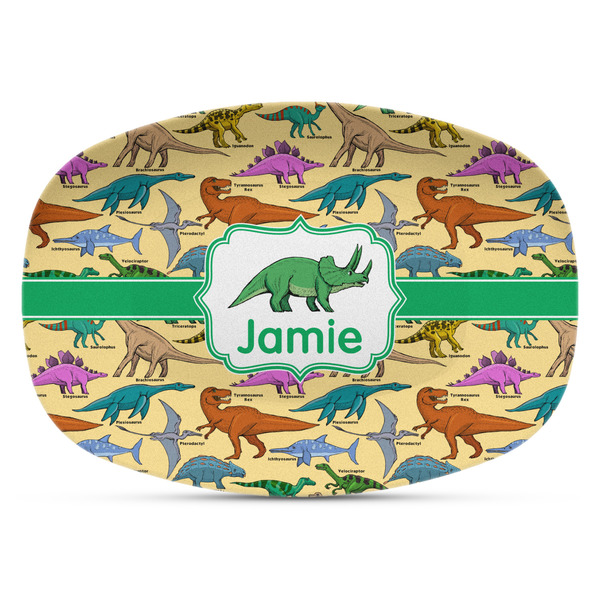 Custom Dinosaurs Plastic Platter - Microwave & Oven Safe Composite Polymer (Personalized)