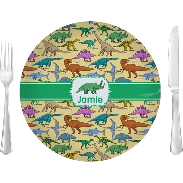 Custom Dinosaurs 10" Glass Lunch / Dinner Plates - Single or Set (Personalized)