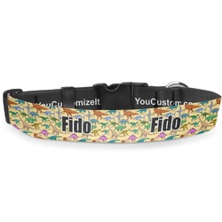 Dinosaurs Deluxe Dog Collar - Double Extra Large (20.5" to 35") (Personalized)