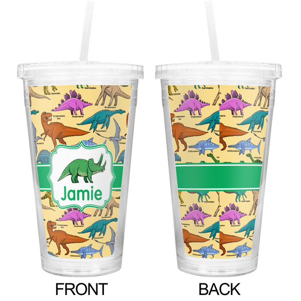 Dinosaurs Double Wall Tumbler with Straw - Approval