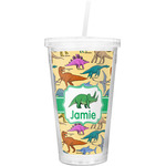 Dinosaurs Double Wall Tumbler with Straw (Personalized)