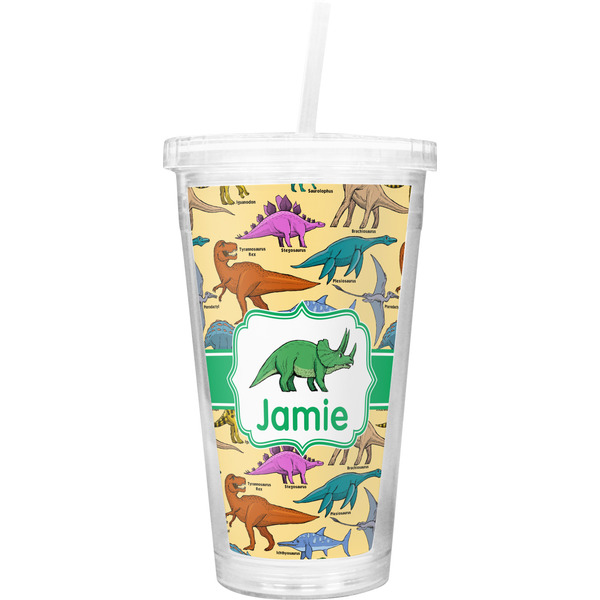 Custom Dinosaurs Double Wall Tumbler with Straw (Personalized)