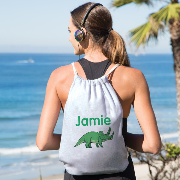 Dinosaurs Drawstring Backpacks - Sweatshirt Fleece - Double Sided - LIFESTYLE