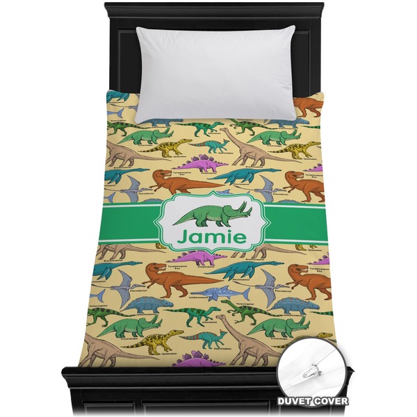 Custom Dinosaurs Duvet Cover - Twin (Personalized)