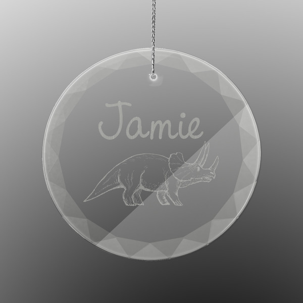 Custom Dinosaurs Engraved Glass Ornament - Round (Personalized)