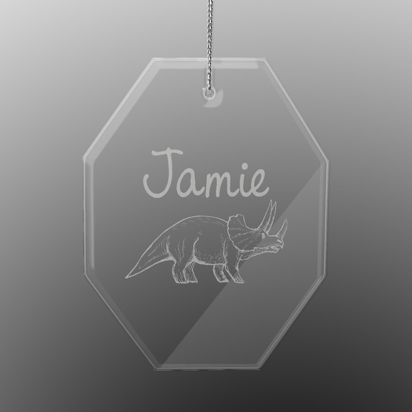 Custom Dinosaurs Engraved Glass Ornament - Octagon (Personalized)