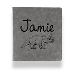 Dinosaurs Leather Binder - 1" - Grey (Personalized)