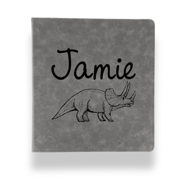 Custom Dinosaurs Leather Binder - 1" - Grey (Personalized)