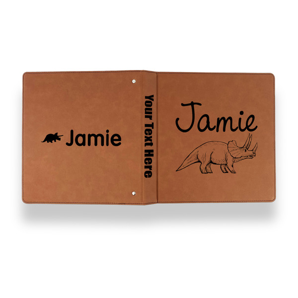 Dinosaurs Leather Binder - 1" - Rawhide - Back Spine Front View