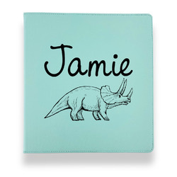 Dinosaurs Leather Binder - 1" - Teal (Personalized)