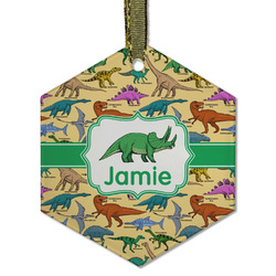 Dinosaurs Flat Glass Ornament - Hexagon w/ Name or Text