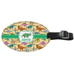 Dinosaurs Genuine Leather Oval Luggage Tag (Personalized)