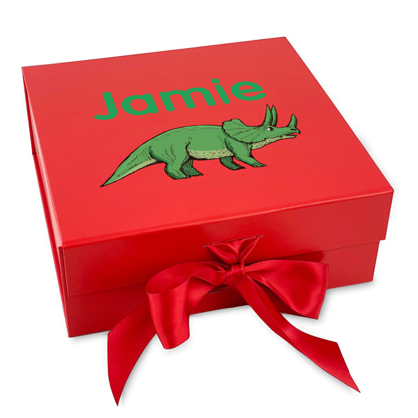 Custom Dinosaurs Gift Box with Magnetic Lid - Red (Personalized)