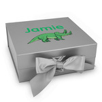 Dinosaurs Gift Box with Magnetic Lid - Silver (Personalized)