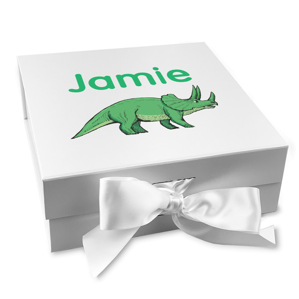 Custom Dinosaurs Gift Box with Magnetic Lid - White (Personalized)