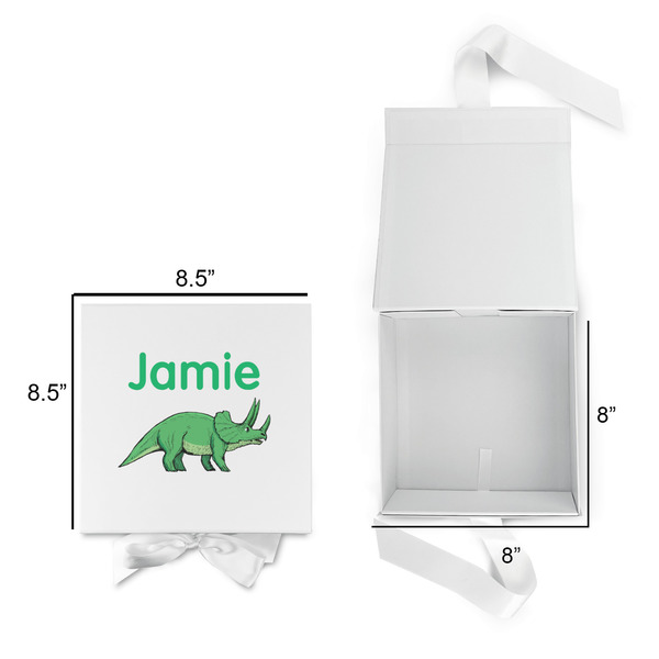 Dinosaurs Gift Boxes with Magnetic Lid - White - Open & Closed