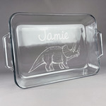 Dinosaurs Glass Baking Dish - 13in x 9in (Personalized)