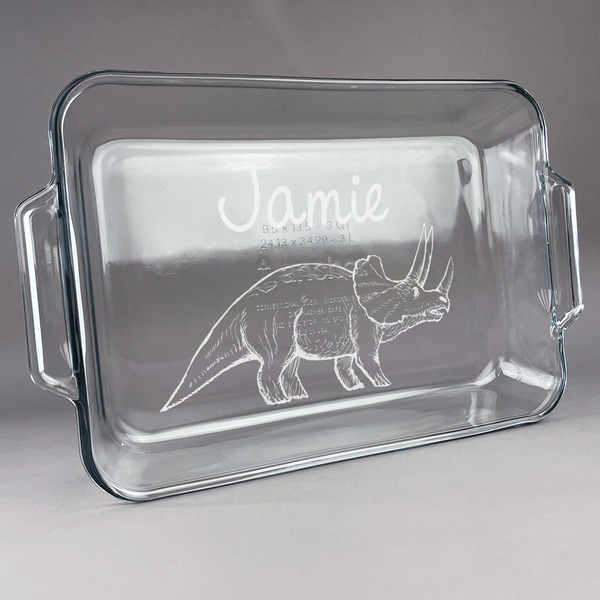 Custom Dinosaurs Glass Baking and Cake Dish (Personalized)