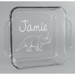 Dinosaurs Glass Cake Dish - 8in x 8in (Personalized)