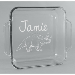 Dinosaurs Glass Cake Dish - 8in x 8in (Personalized)