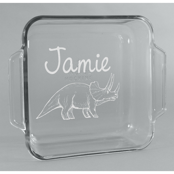 Custom Dinosaurs Glass Cake Dish - 8in x 8in (Personalized)