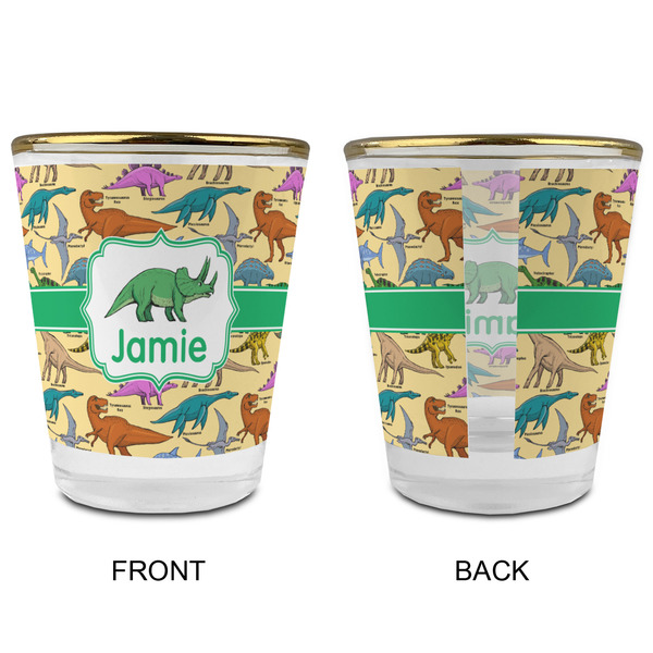 Dinosaurs Glass Shot Glass - with gold rim - APPROVAL