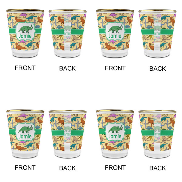 Dinosaurs Glass Shot Glass - with gold rim - Set of 4 - APPROVAL