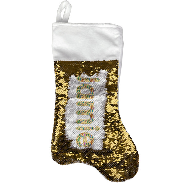 Dinosaurs Gold Sequin Stocking - Front