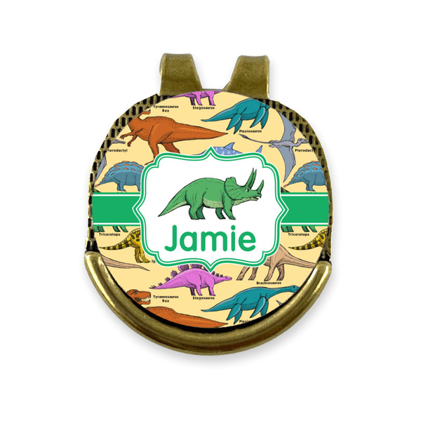 Custom Dinosaurs Golf Ball Marker - Hat Clip - Gold