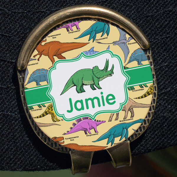Dinosaurs Golf Ball Marker Hat Clip - Gold - Close Up