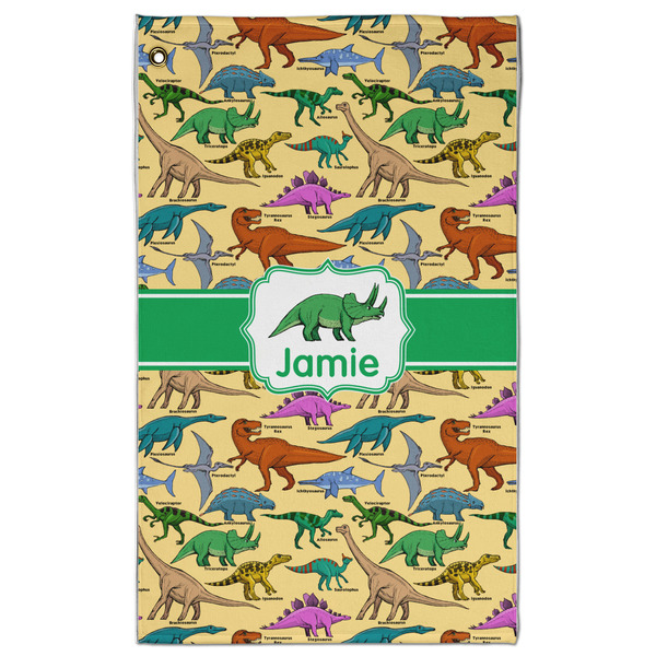 Custom Dinosaurs Golf Towel - Poly-Cotton Blend - Large w/ Name or Text