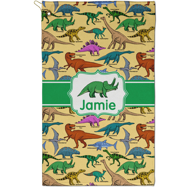 Custom Dinosaurs Golf Towel - Poly-Cotton Blend - Small w/ Name or Text