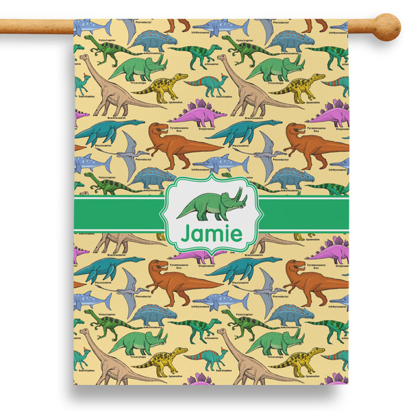 Custom Dinosaurs 28" House Flag - Double Sided (Personalized)