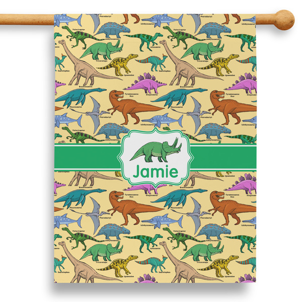 Custom Dinosaurs 28" House Flag - Single Sided (Personalized)