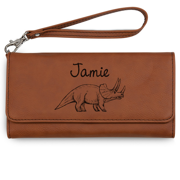 Custom Dinosaurs Ladies Leatherette Wallet - Laser Engraved - Rawhide (Personalized)