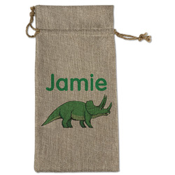 Dinosaurs Large Burlap Gift Bag - Front (Personalized)