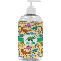 Dinosaurs Plastic Soap / Lotion Dispenser (16 oz - Large - White) (Personalized)
