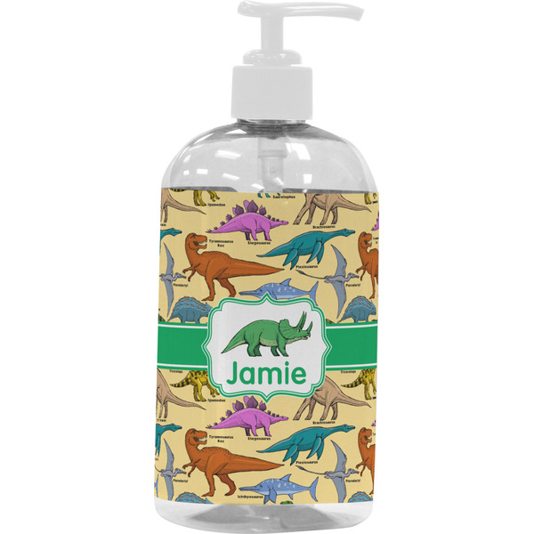 Custom Dinosaurs Plastic Soap / Lotion Dispenser (16 oz - Large - White) (Personalized)