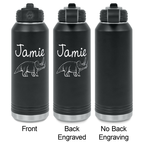 Dinosaurs Laser Engraved Water Bottles - 2 Styles - Front & Back View