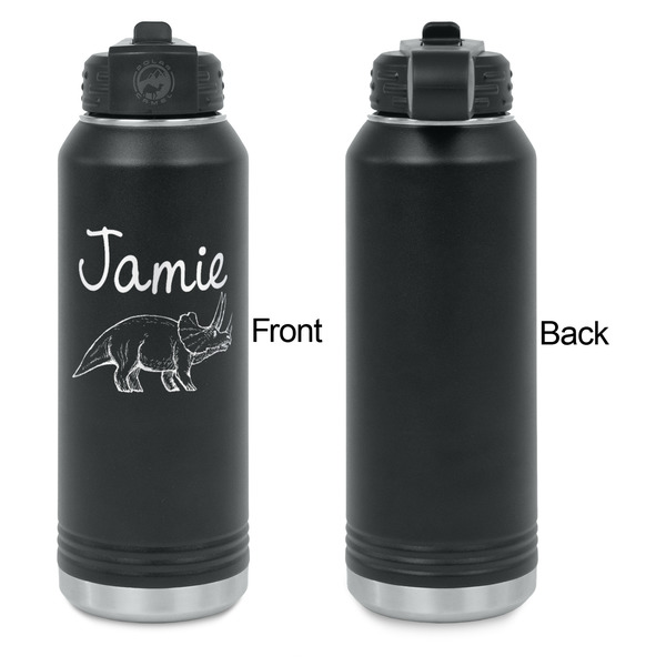 Dinosaurs Laser Engraved Water Bottles - Front Engraving - Front & Back View