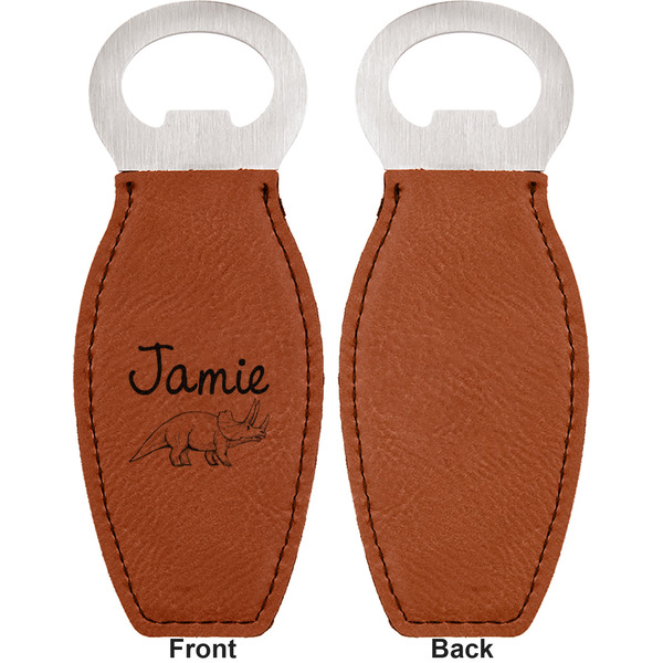 Dinosaurs Leather Bar Bottle Opener - Front and Back (single sided)