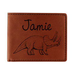 Dinosaurs Leatherette Bifold Wallet - Single Sided (Personalized)