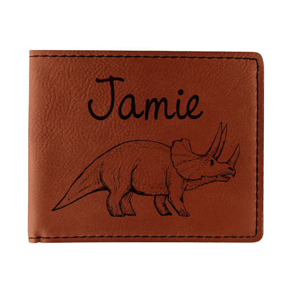 Custom Dinosaurs Leatherette Bifold Wallet - Single Sided (Personalized)
