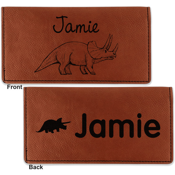 Dinosaurs Leather Checkbook Holder Front and Back
