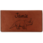 Dinosaurs Leatherette Checkbook Holder - Double Sided (Personalized)