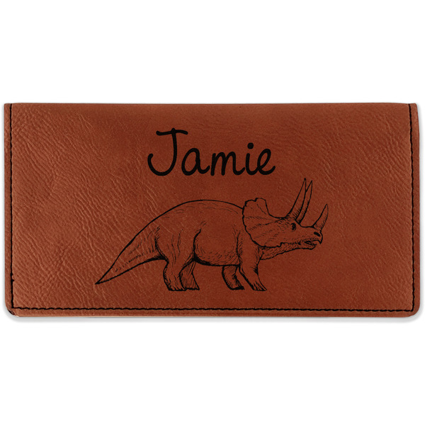 Custom Dinosaurs Leatherette Checkbook Holder - Single Sided (Personalized)