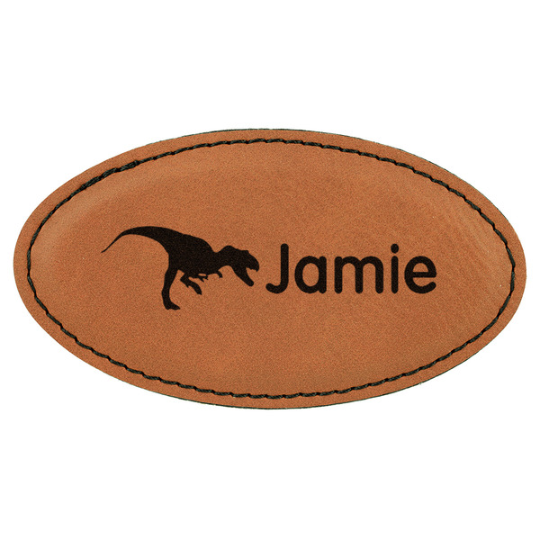 Custom Dinosaurs Leatherette Oval Name Badge with Magnet (Personalized)