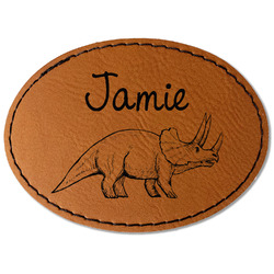 Dinosaurs Faux Leather Iron On Patch - Oval (Personalized)