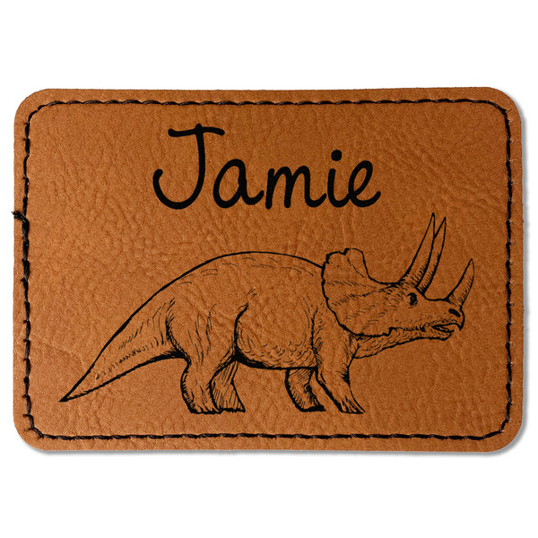 Custom Dinosaurs Faux Leather Iron On Patch - Rectangle (Personalized)